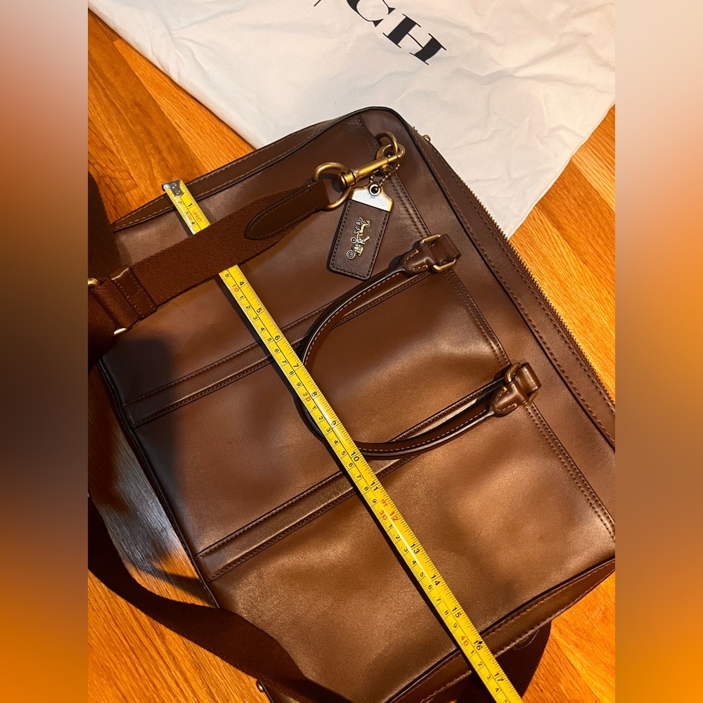 COACH Metropolitan Slim Brief (Briefcase) in Saddle Brown and Brass - Picture 5 of 8